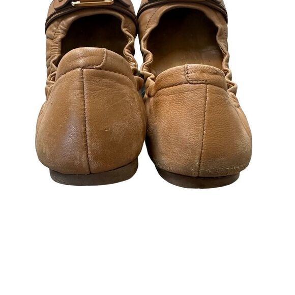 Tory Burch Ambrose flex sole ballet Flats camel tan Leather Scrunch flexible 6.5 - Picture 5 of 10